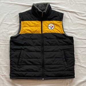 GIII Apparel Pittsburgh Steelers Black & Yellow Quilted Reversible Vest Men’s XL